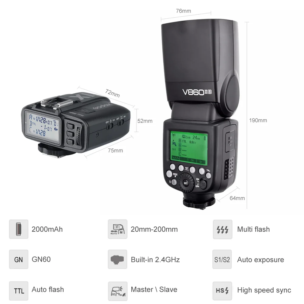 Бесплатная доставка DHL 3x Godox V860II-S GN60 E-TTL HSS 1/8000 литий-ионный аккумулятор Speedlite Flash +