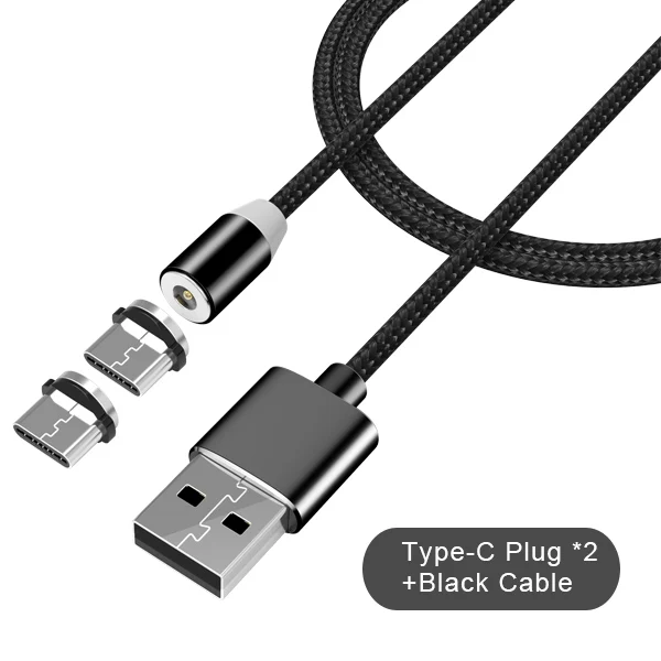 2 type-c black cable NOHON 2 в 1 магнитные кабели зарядного устройства освещение для iPhone X 7 8 Plus зарядный кабель type-C для huawei P20 Micro USB для samsung - Цвет: 2 type-c black cable