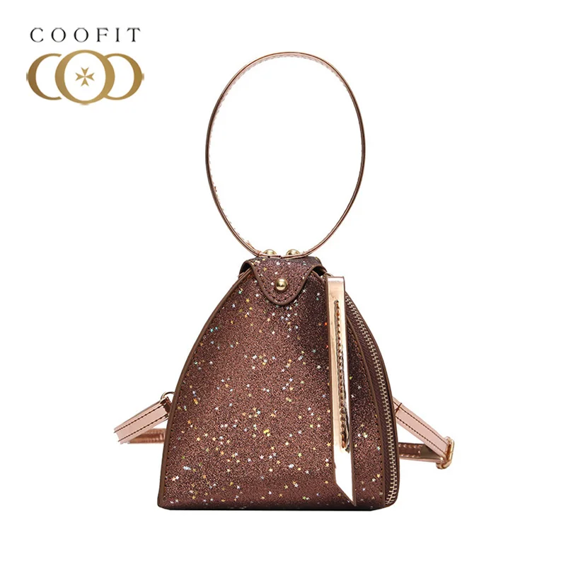 Модная женская сумка Coofit однотонная мини мессенджер с треугольным фонариком