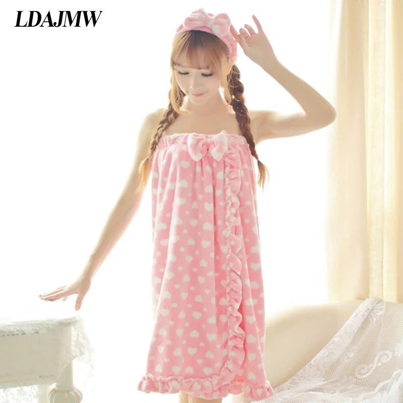 3 шт./компл. Зимний милый фланелевый Халат комплект банных полотенец на груди с