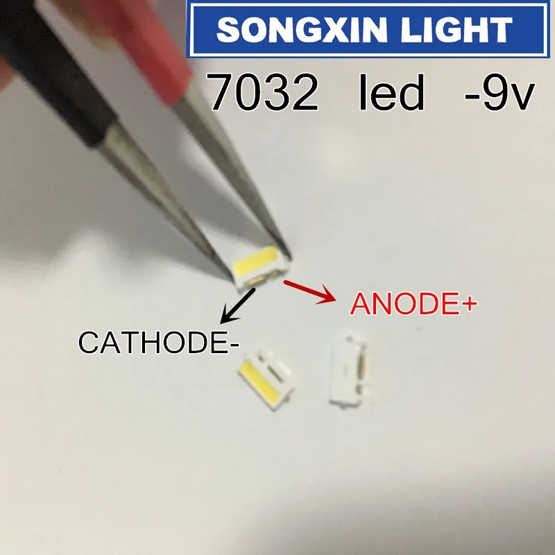 200 шт./лот 7032 SMD сбоку светодиодный бусины холодный белый 1 Вт 350mA 9V для ТВ/ЖК-дисплей Подсветка для SAMSUNG
