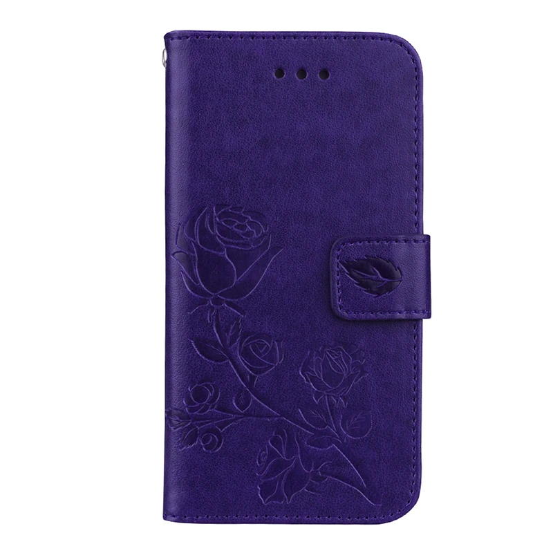 Роскошный флип-чехол с цветком розы для iPhone 6 s 6s 7 8 Plus X 10 5 5S 5SE 6Plus 6s Plus 7Plus 8 Plus 360 чехол для мобильного телефона - Цвет: Фиолетовый