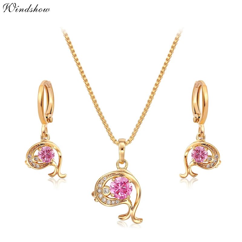 Ожерелье с кулоном в виде дельфина золотистого цвета фианитом|jewelry sets for women|jewelry