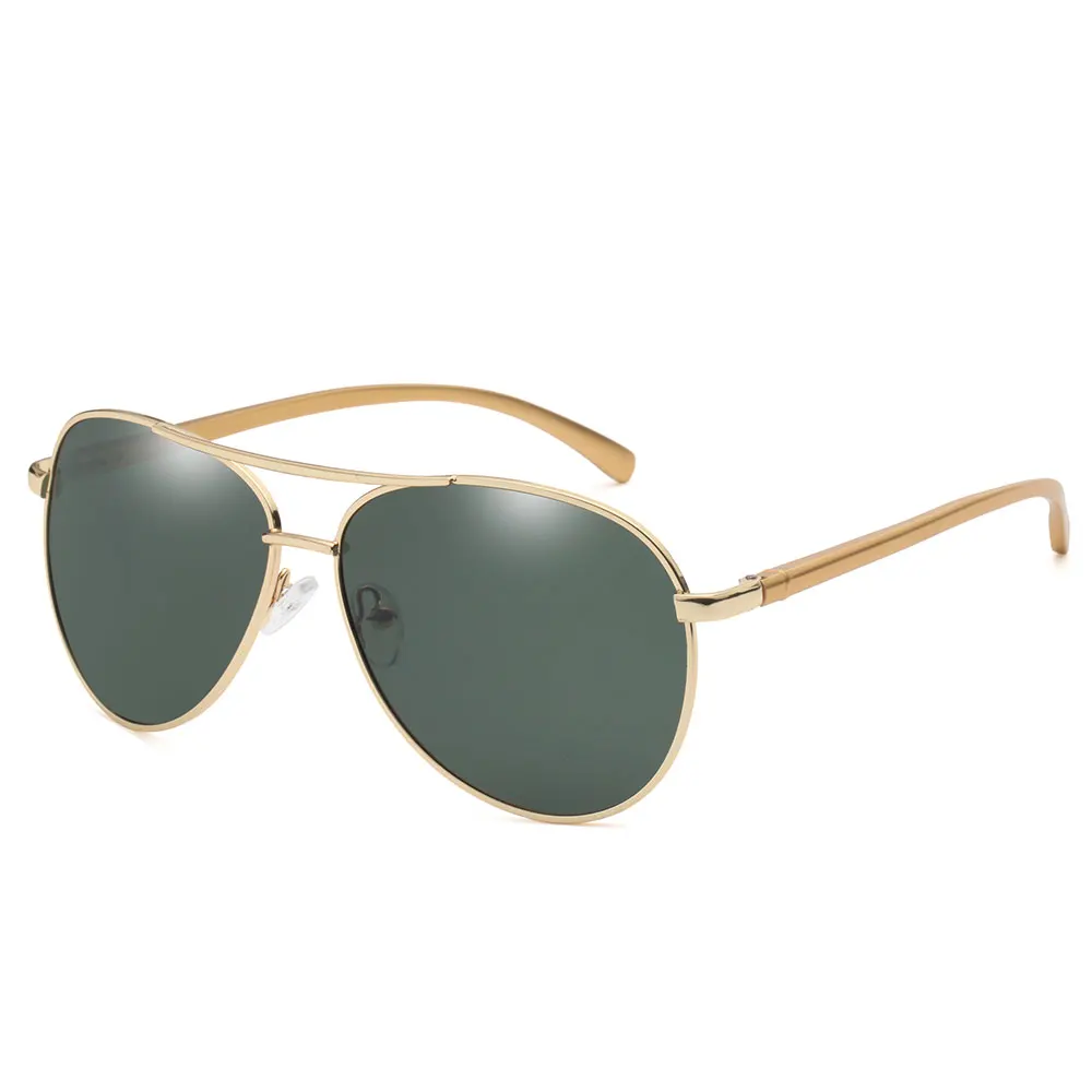 Gold Dark green Поляризационные мужские солнцезащитные очки из сплава овальная оправа UV400 драйвер Декоративные Солнцезащитные очки Мужские Полар-флиса на открытом воздухе пилот авиация очки - Цвет линз: Gold Dark green