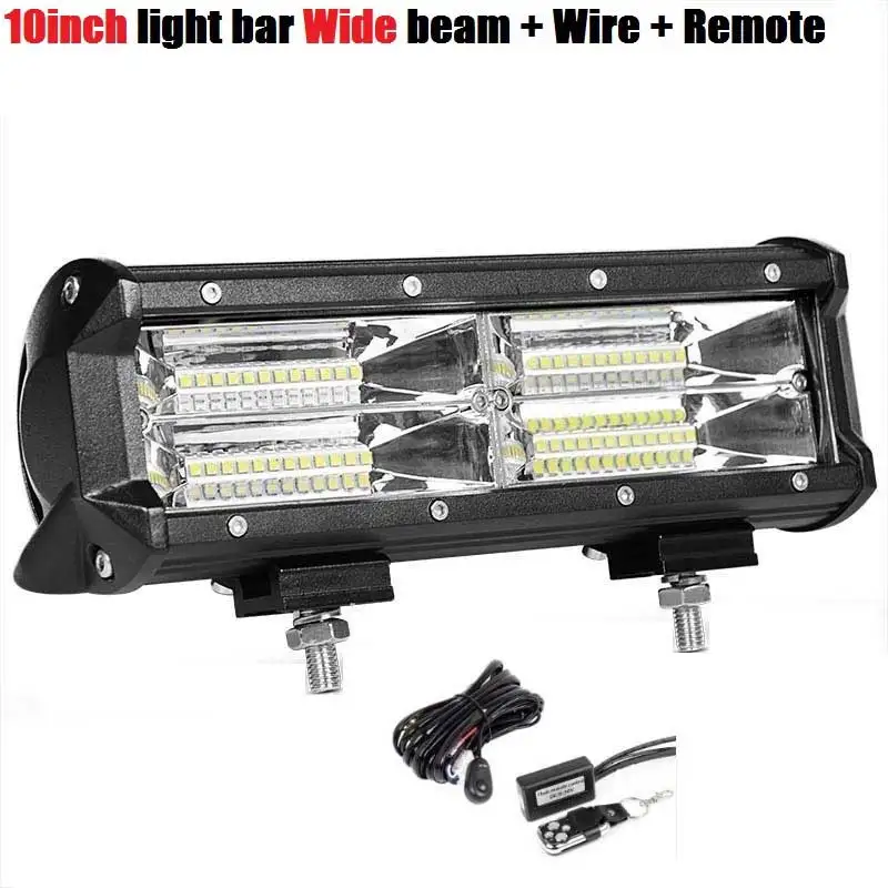 10 inch Bar Remote DERI " 60 Вт 7" 120 Вт 1" 144 Вт 12" 180 Вт 1" 252 Вт 20" дюймов 288 Вт трехрядный прямой светодиодный рабочий светильник для автомобиля головной светильник barra Led - Цвет: 10 inch Bar Remote