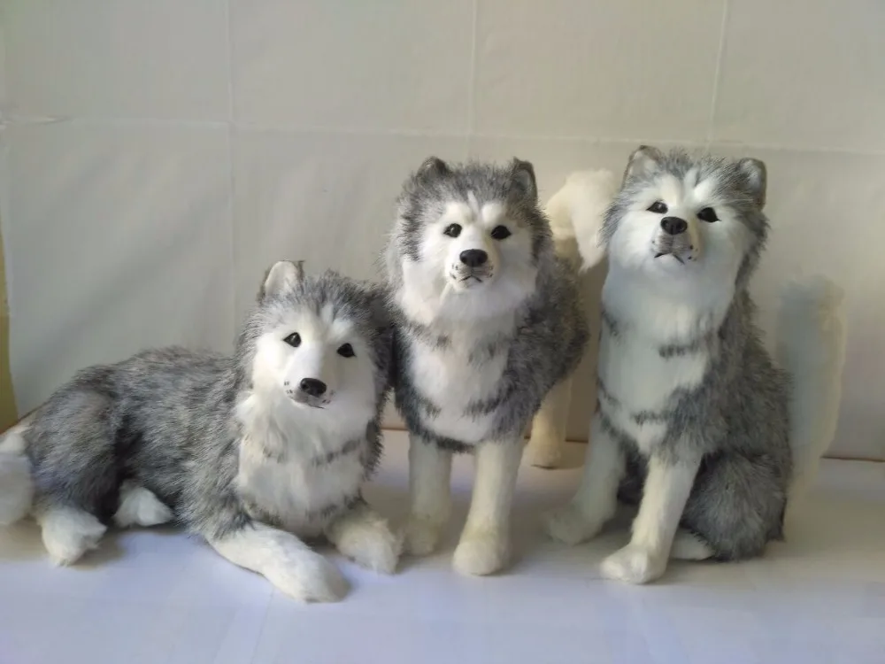 Симуляция хаски собаки одна партия/3 шт модель игрушки полиэтилен и меха Лайка с