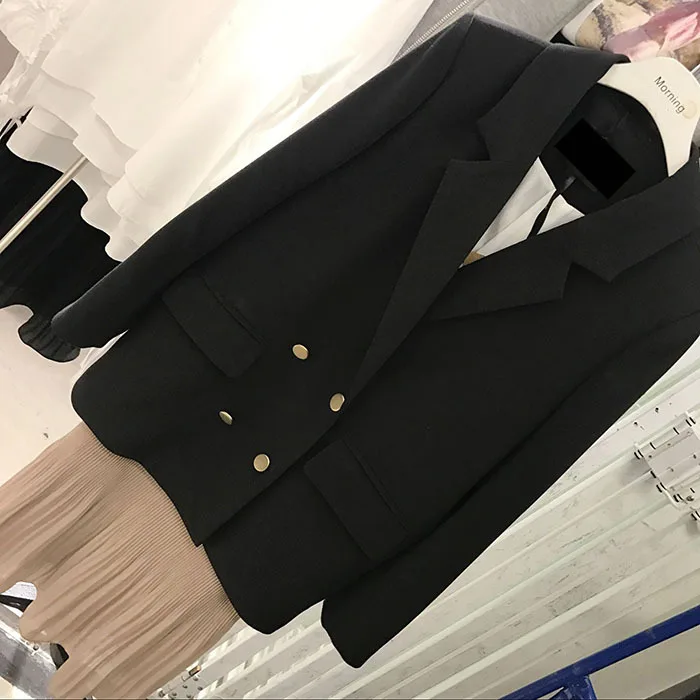 blazer feminino New South Korean Commuter Fashion Metal Double Breasted Fashion Korean Suit Jacket Female Womens Jackets