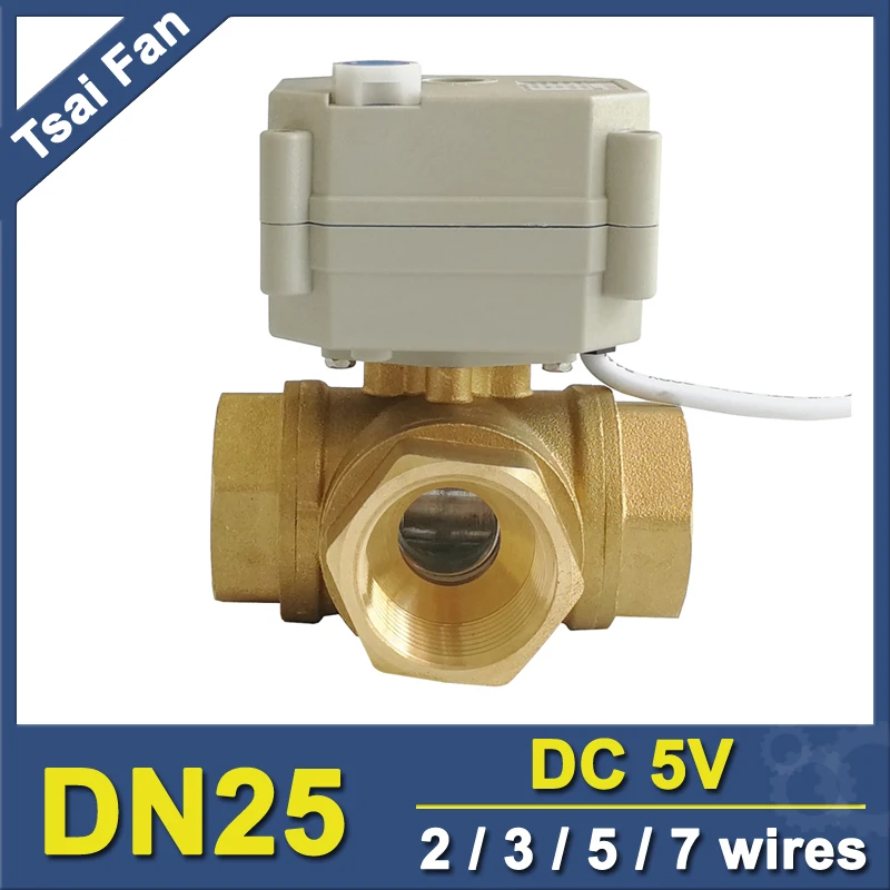 

TF25-BH3-B Brass 1'' DN25 3 Way T/L Type Horizontal Actuated Ball Valve With Manual DC5V 2/3/5/7 Wires For Flow Control
