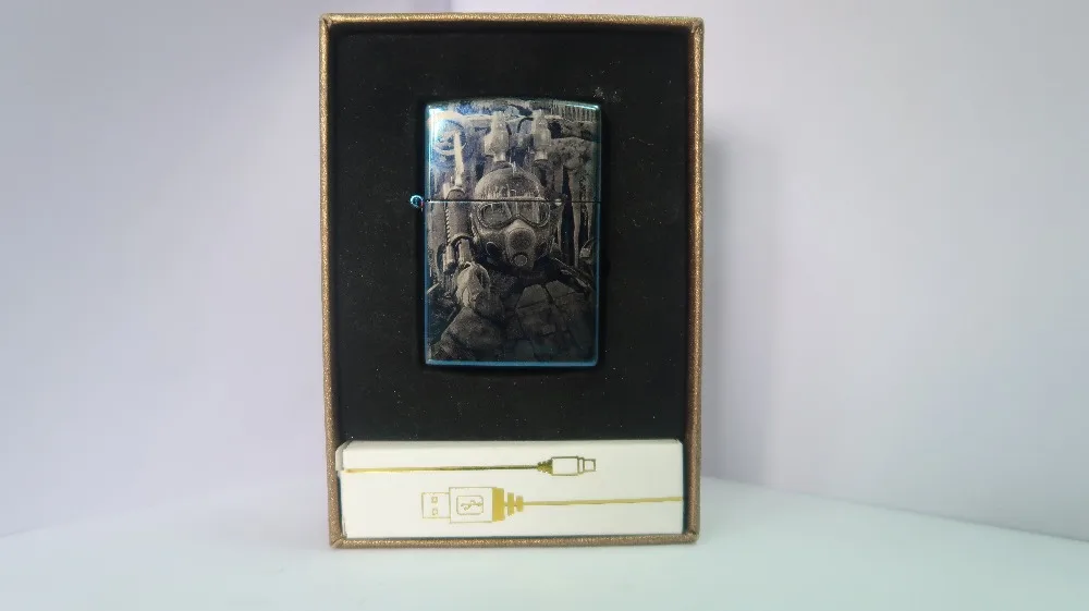 39*58 мм Metro 2033 плазменная Зажигалка двойная дуга синий лазерный логотип USB зарядка