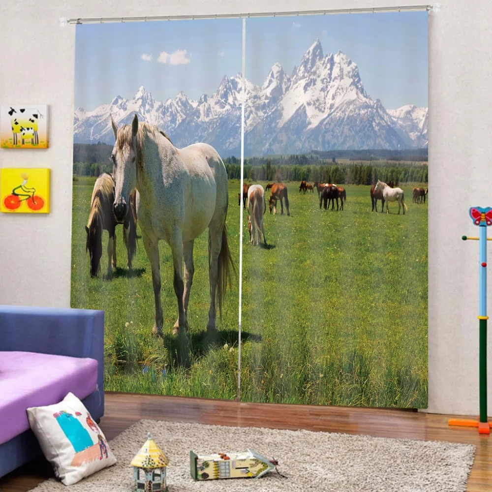 3d-занавески на заказ занавески с лошадью для гостиной свадьбы фотообои | Дом и сад