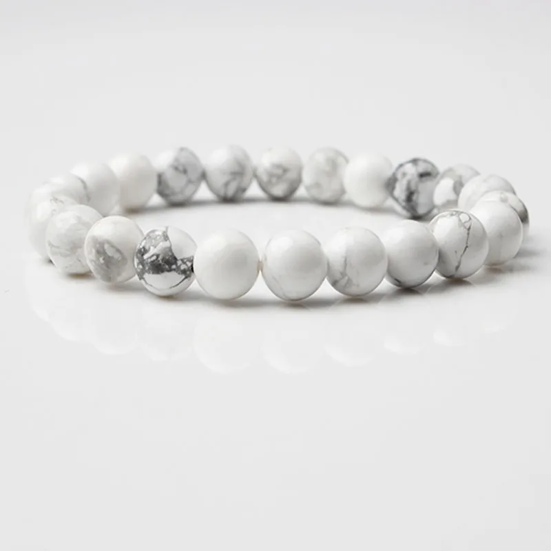 

Natural Bracelet 8mm White Pine Stone Beads Bracelet Bangle For DIY Jewelry Charm Present Women And Men Yoga Amulet Accessories