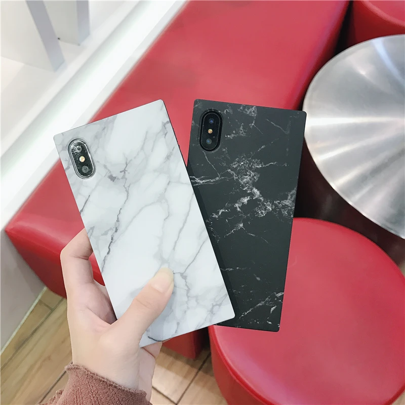 WULAWUKU Fashion Marble quadrangle Great touch Grind soft TPU Case for Apple iphone 6s 7 Plus X Funny Cover |