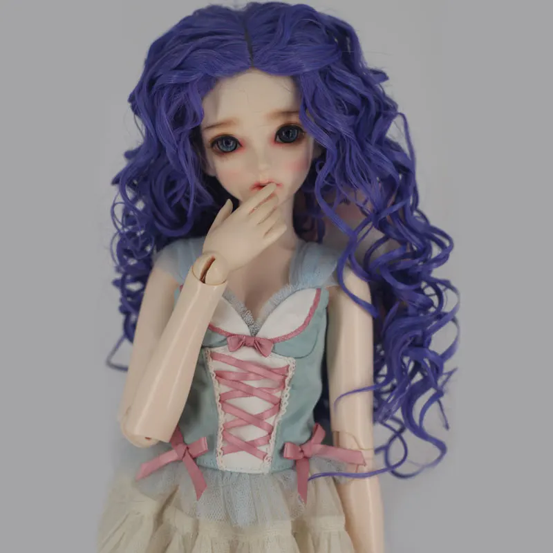 Модные длинные вьющиеся голубые волосы парик для 1/3 1/4 1/6 BJD кукла фиолетовый цвет Лидер продаж аксессуары для куклы ручной работы игрушка