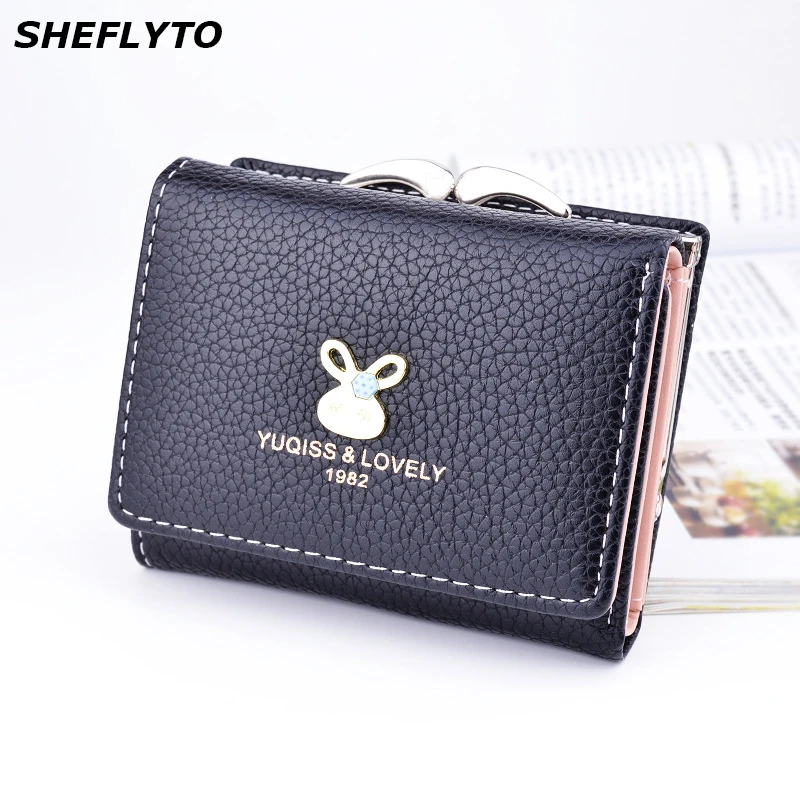 

Brand Designer Small Coin Purses Leather Wallets Women Short Cute Hasp Wallet Female Money Clamp Credit Card Holders Clutch Bags