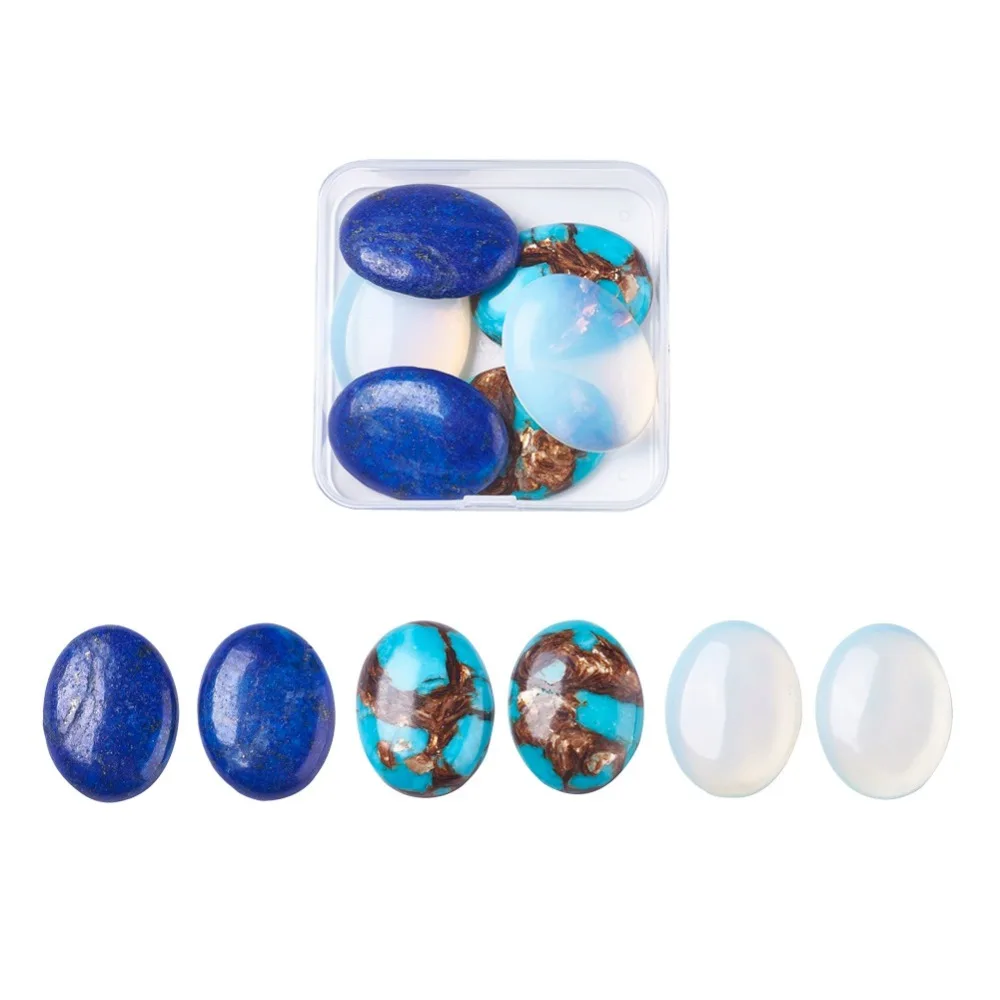 

PandaHall 1Box 40x30x7~9mm Undyed OpaliteStone & Undyed Natural Lapis Lazuli & Dyed Synthetic TurquoiseStone Stone DIY Cabochons