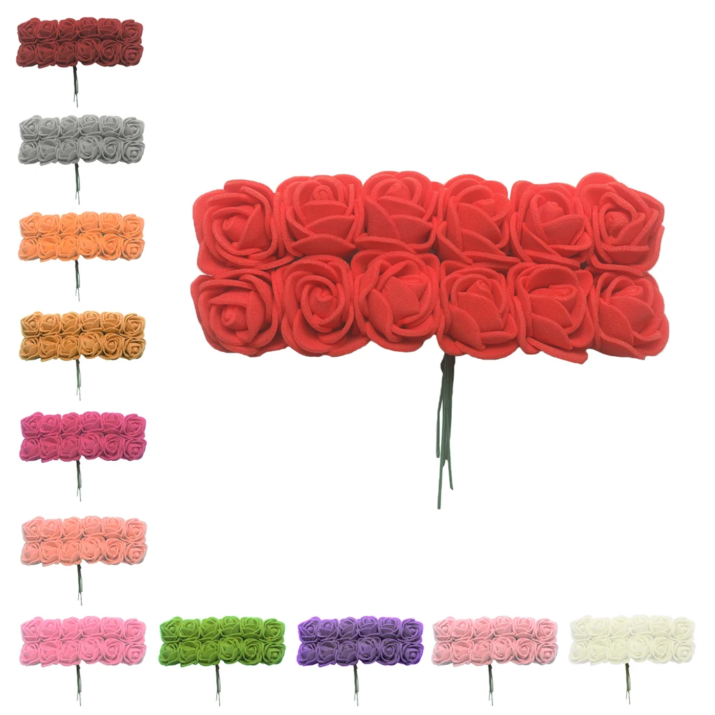 

144pcs Artificial Miniature Roses Foam Rose Flower Wedding Bouquet DIY Craft Decor Party Favor Home Ornament Photo Props