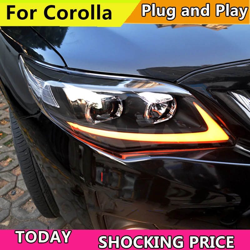 Чехол для автомобильной фары Toyota Corolla Altis 2011 2013 светодиодный ные DRL Биксеноновые