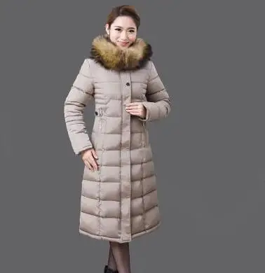 Beige YAGENZ6XL зимние парки пальто с капюшоном женская одежда элегантное тонкое плотное хлопковое длинное пальто теплая куртка женская - Цвет: Beige
