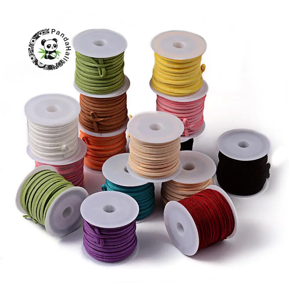 

Wholesale 25rolls/bag 3x1.5mm Mixed Color Faux Suede Soutache Cord Leather Lace For Clothes Shoes Jewelry Making Finding 5m/roll
