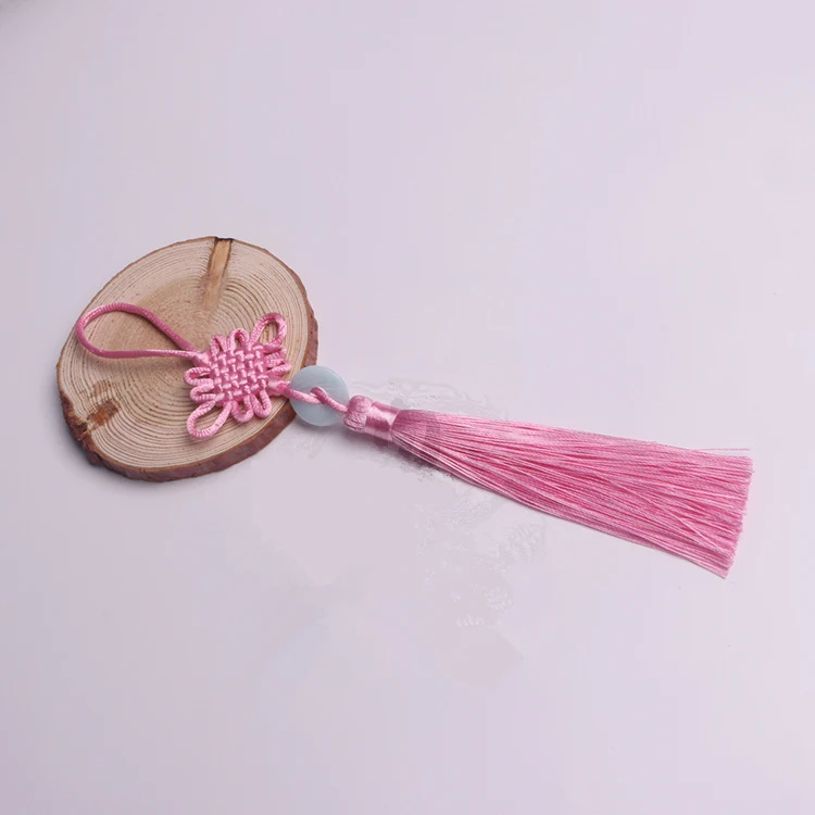 Pink 3 шт. китайские узлы мир нефрита с бахромой Jewelry Шторы делая декоративные аксессуары DIY ключ мешок отделкой Ленточки кулон ручной работы - Цвет: Pink