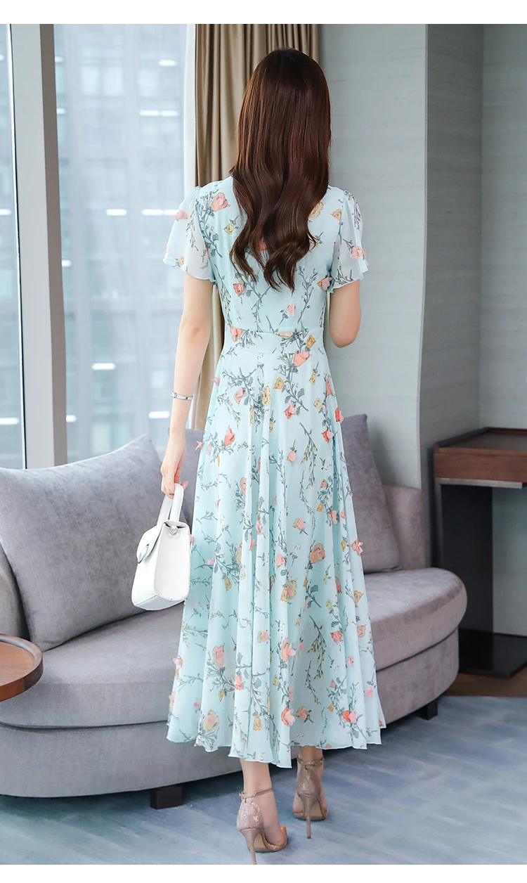 Винтаж 3XL плюс размер пляжное длинное платье с принтом Летнее цветочное шифоновое Бохо Макси Сарафан женское обтягивающее элегантное на выход Vestidos