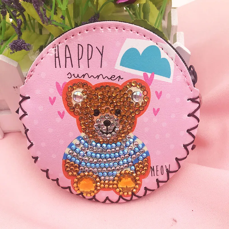 2 шт. DIY алмазная живопись милый полярный медведь Пингвин лошадь кожаный кошелек