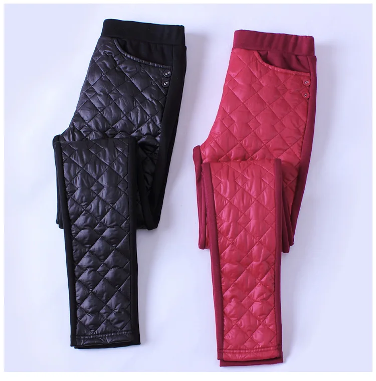 2017 зимние Пуховые Хлопковые женские брюки Женские однотонные теплые узкие с