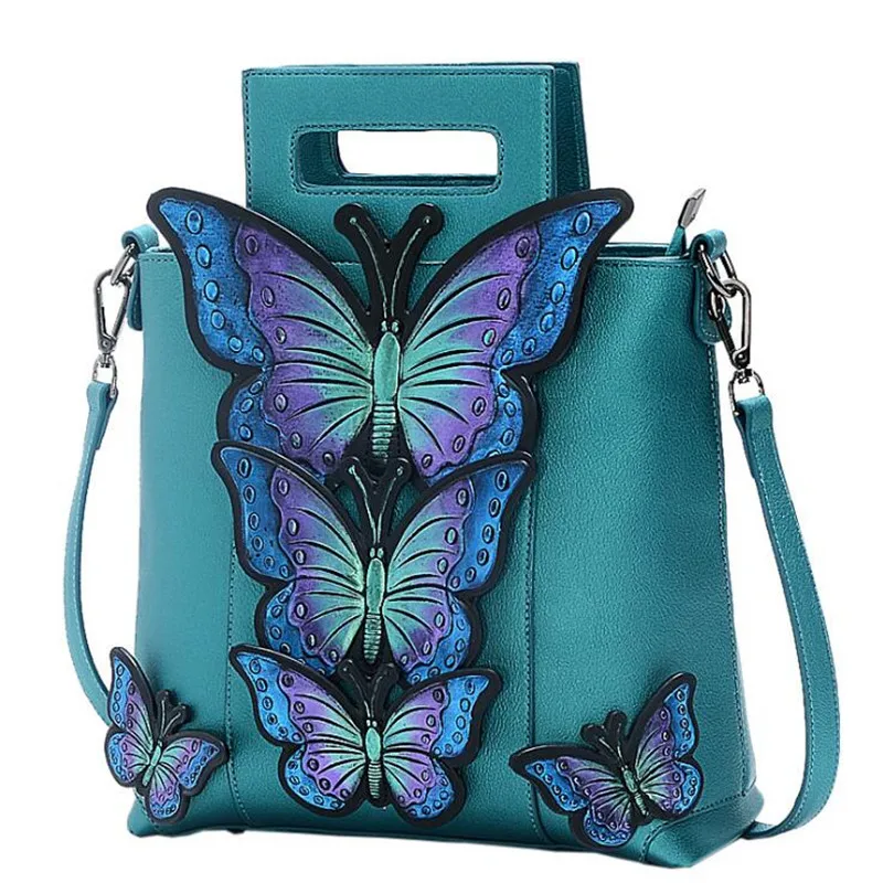 Женские кожаные сумки с вышитыми бабочками в национальном стиле женская