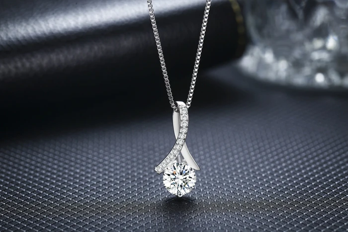 YINHED 100% Genuine 925 Sterling Silver Wedding Necklace Classic Six Claws CZ Diamant Pendant for Women Wholesale ZN092 | Украшения и