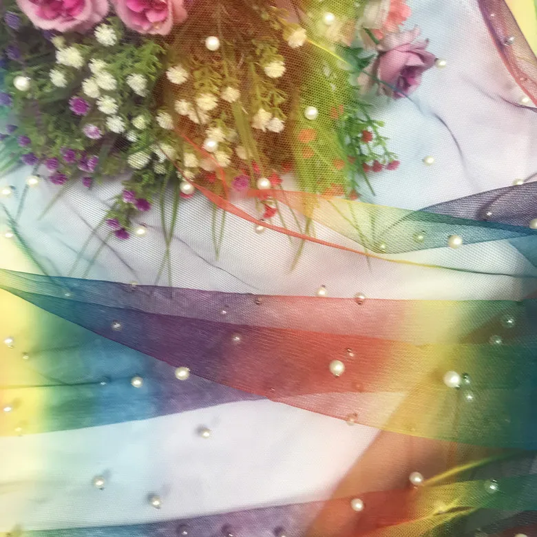 Синий фиолетовый Raibow серый белый красный градиентный жемчужный ткань сетчатый