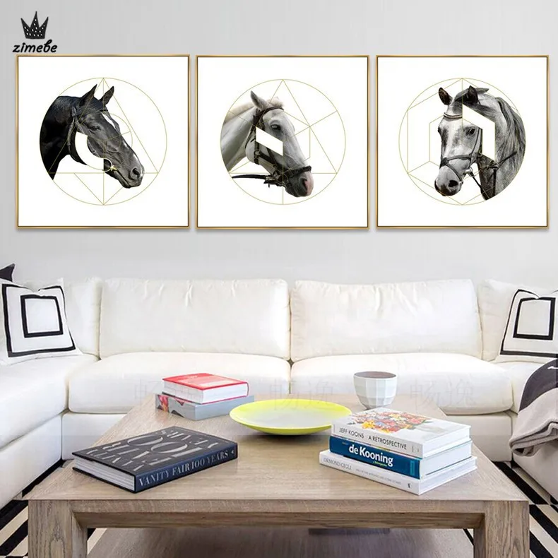 Classical Horse Animal Canvas Painting Nursery Wall Bed room and living Room Print Nordic Modern Scenery Home Decor | Дом и сад