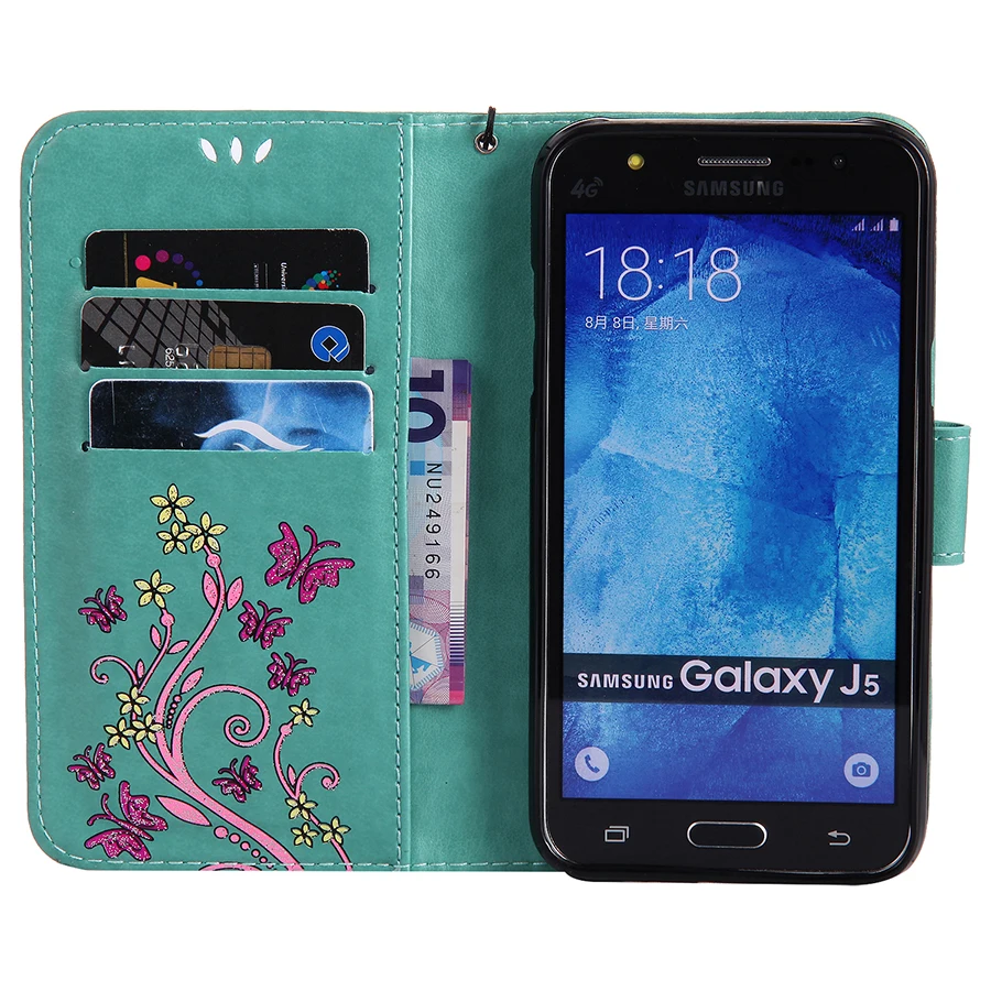 Fineshow j5 j7 2016 бумажник флип case красочный цветок бабочка magnetic phone для samsung j310 j510 j710