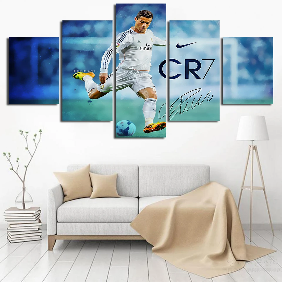 Wall Print HD Picture Art Decoration Living Room 5 Pieces Cristiano Ronaldo Canvas Poster Frameworks Modular Abstract Paintings | Дом и сад