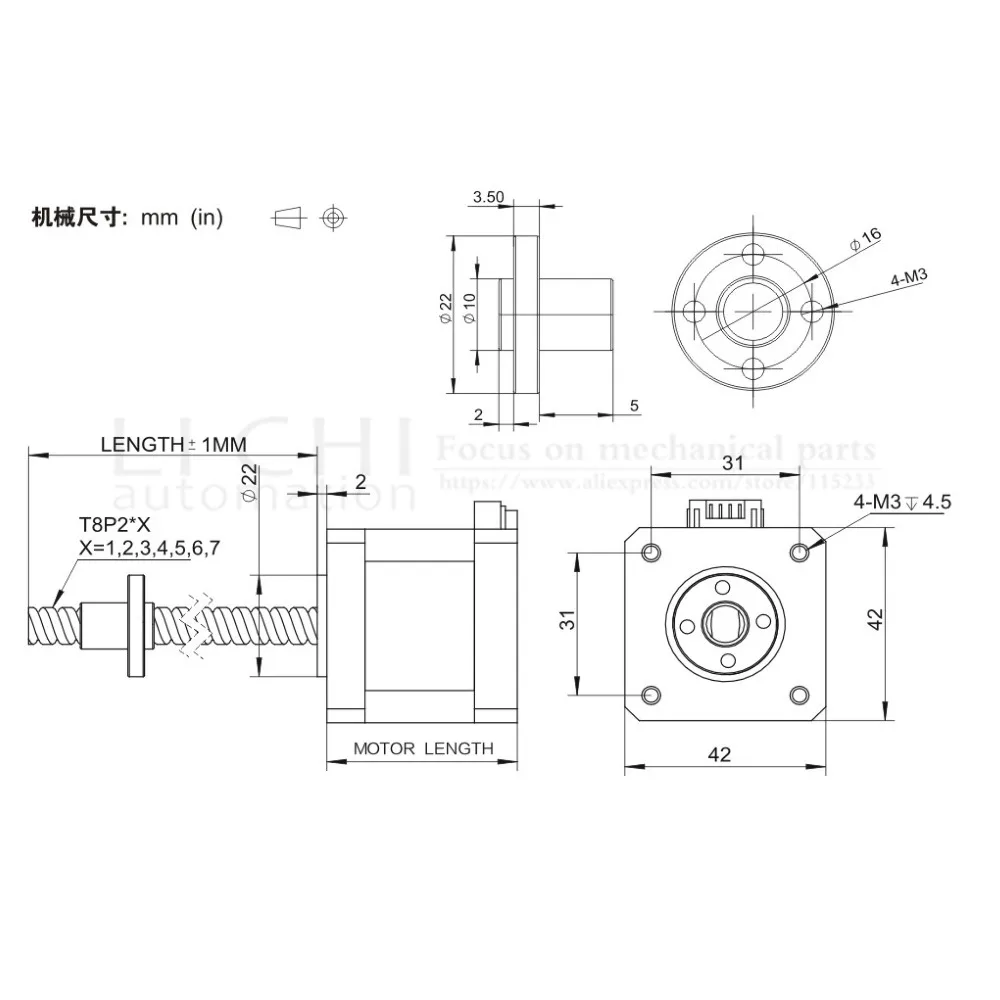 Nema17 17HS4401 шаговый двигатель с T8 винт lead 2/4/8 мм 300 мм 42 двигатель 42bygh 3D-принтеры двигатель с винтом для 3D-принтеры