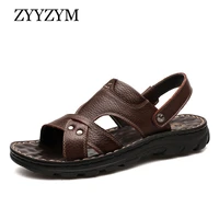 zyyzym men sandals 2021 summer pu leather fashion classics casual men slipper sandals non slip men summer shoes plus size 38 48
