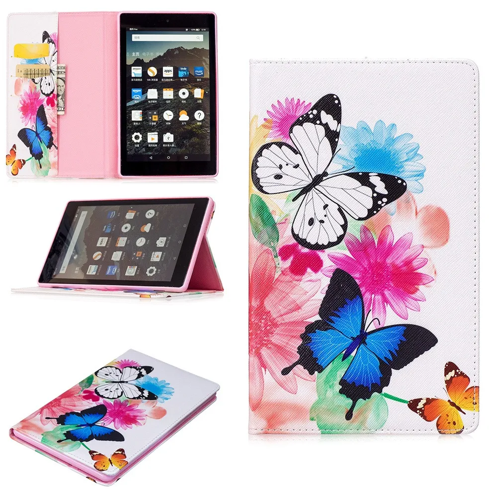 Модный защитный чехол с принтом для Amazon Kindle Fire HD 8 Смарт Флип складной кожаный чехол для планшета# ZS