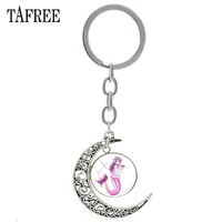 tafree mermaid elves moon pendant keychain cute fairy jewelry hot sale men women pendant keyring key chain for keys