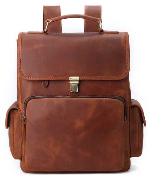 

Вместительные рюкзаки из натуральной кожи для мужчин, Дорожный чемодан в стиле преппи для скалолазания, школьные сумки-тоуты из воловьей ко...