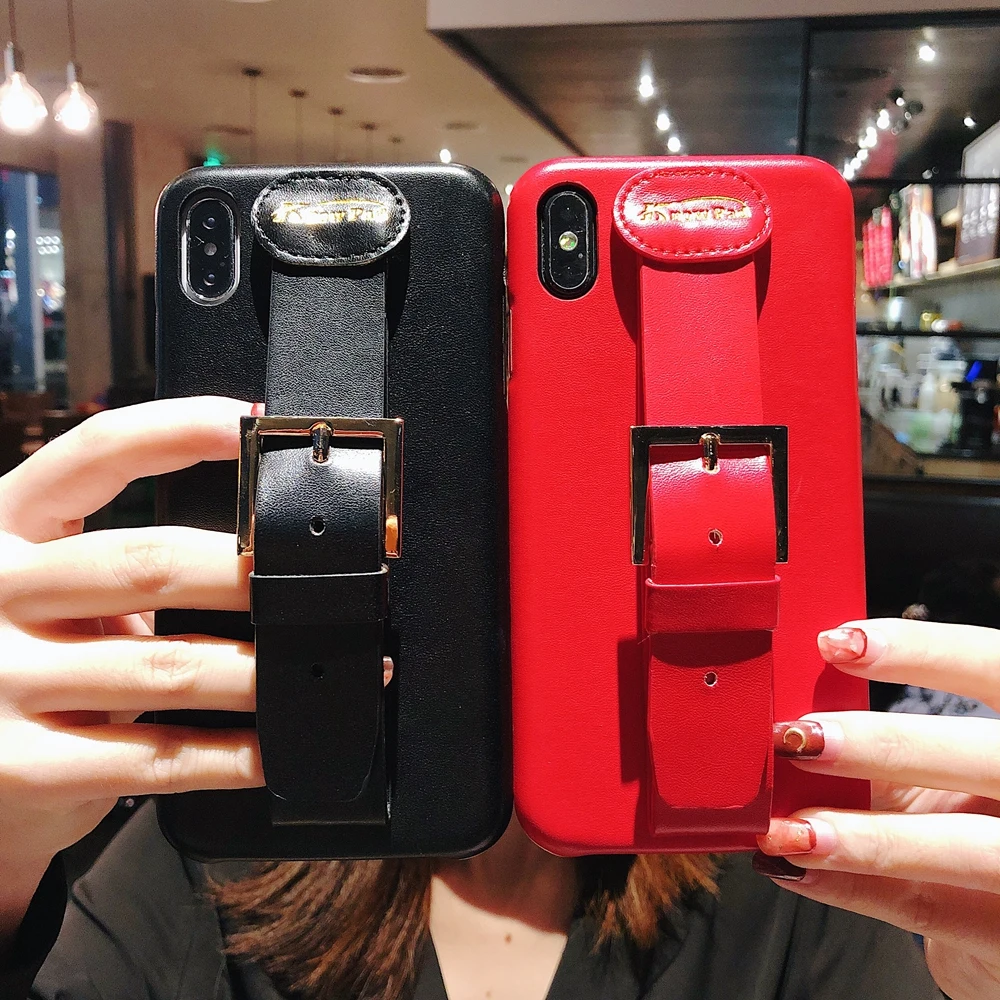 Luxury Hand Strap Holder Phone Cases For iPhone X XS Max 7 8 Plus 6 6s plus Cover Thin Slim Simple Wrist Back |