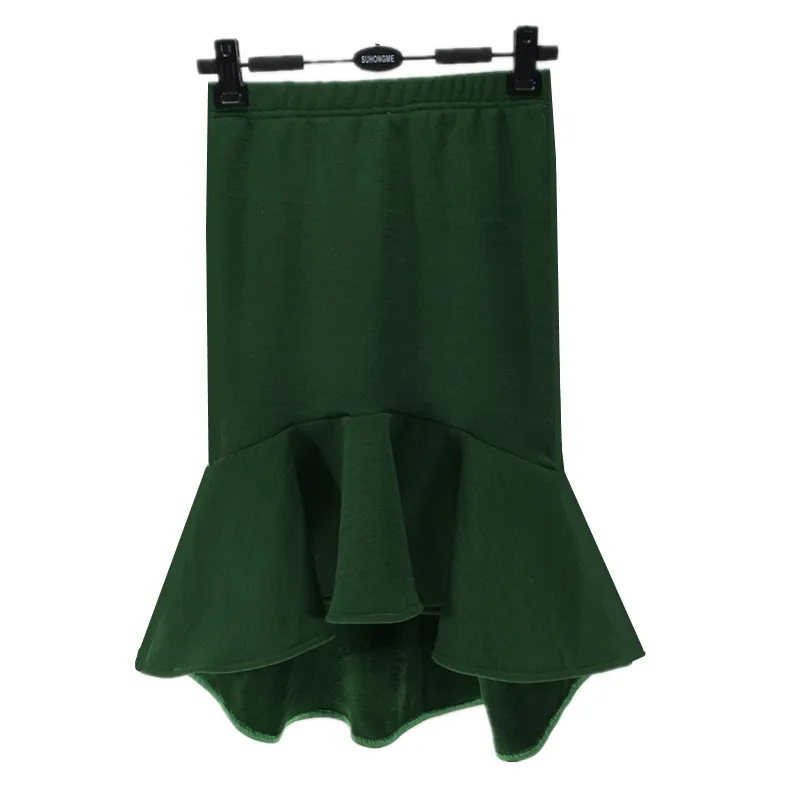 Юбка-карандаш из плотного бархата с юбкой годе модная эластичная юбка-карандаш