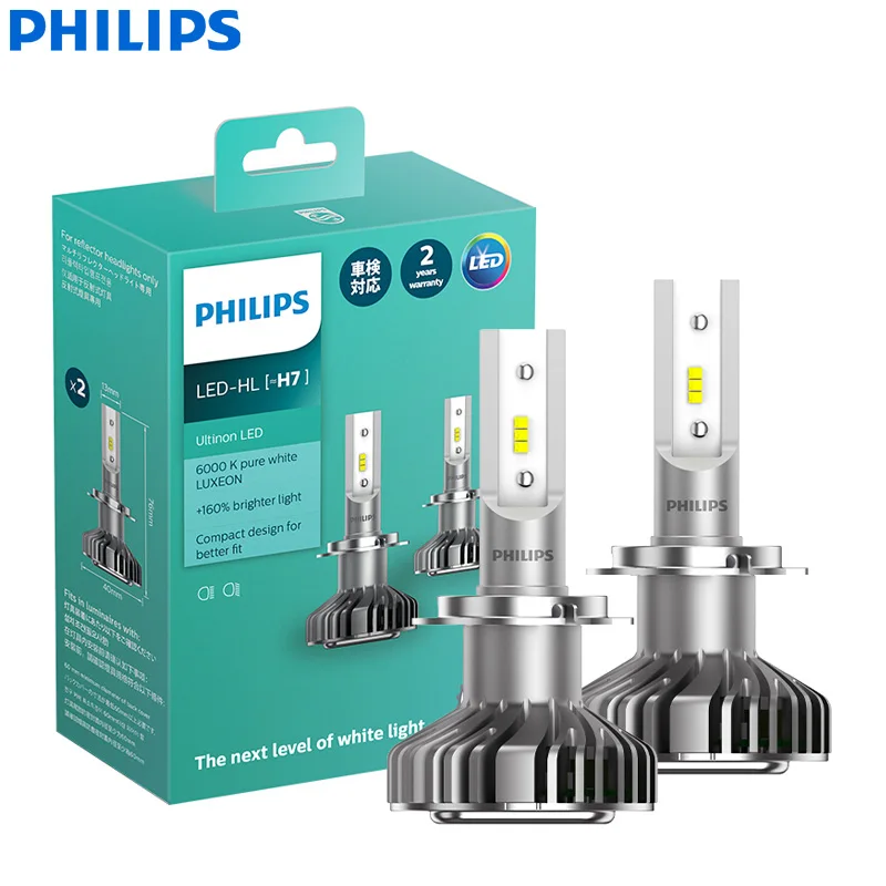 Philips Ultinon светодиодный H4 H7 H8 H11 H16 9003 HB2 12 в 6000 К яркий Автомобильный светодиодный головной светильник Автомобильные противотуманные фары+ 160% более яркий(двойная упаковка