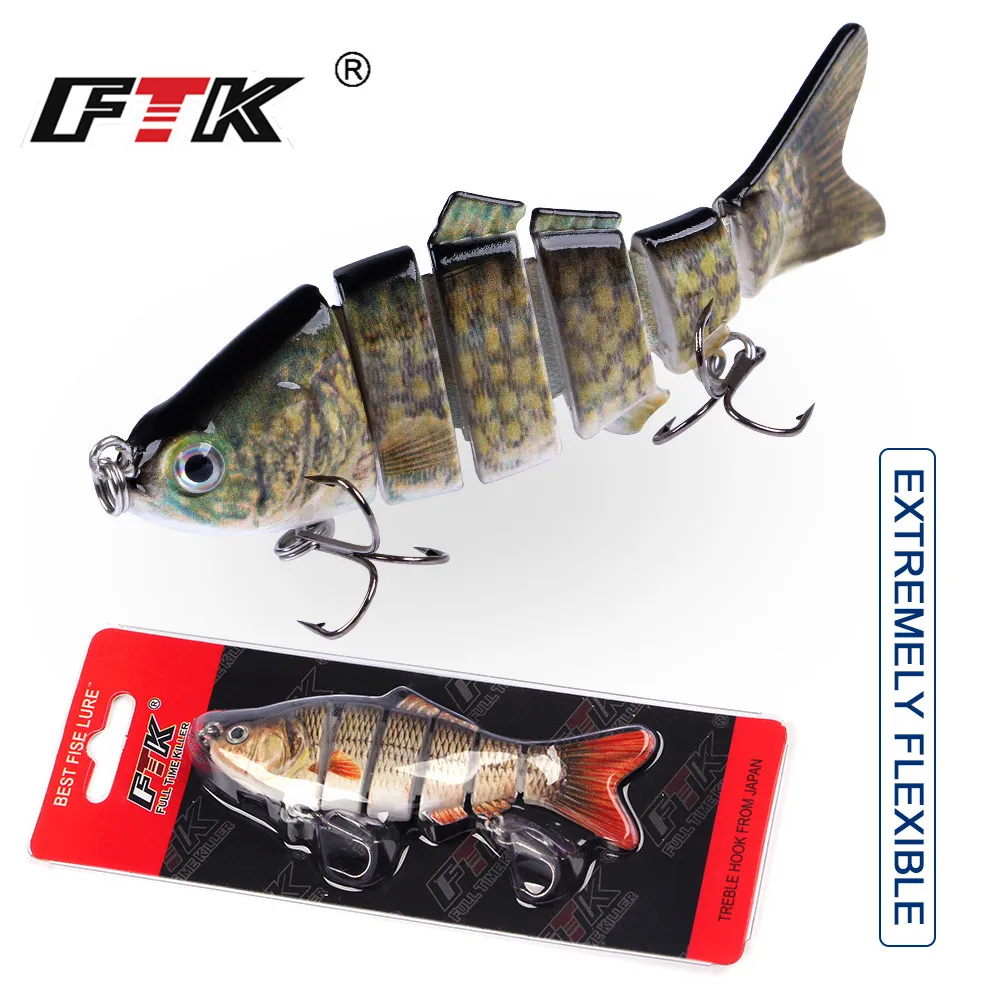 ФТК рыбалки бас приманки тонущий воблер 6 сегментов 19g Multi сочлененных Crankbait