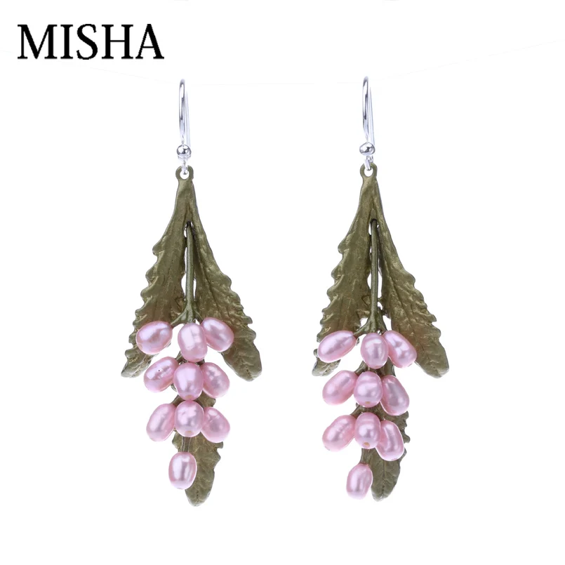 Earrings MISHA, новые Ювелирные наборы для женщин, Трендовое жемчужное женское ожерелье, подвеска, серьги, брошь, ювелирные наборы, серьги для свадьбы L2107 - Окраска металла: Earrings