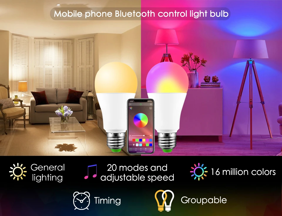 Новая беспроводная Bluetooth 4,0 умная лампа Домашний Светильник ing лампа 10 Вт E27 Magic RGB+ W Светодиодный светильник с регулируемой яркостью для IOS/Android