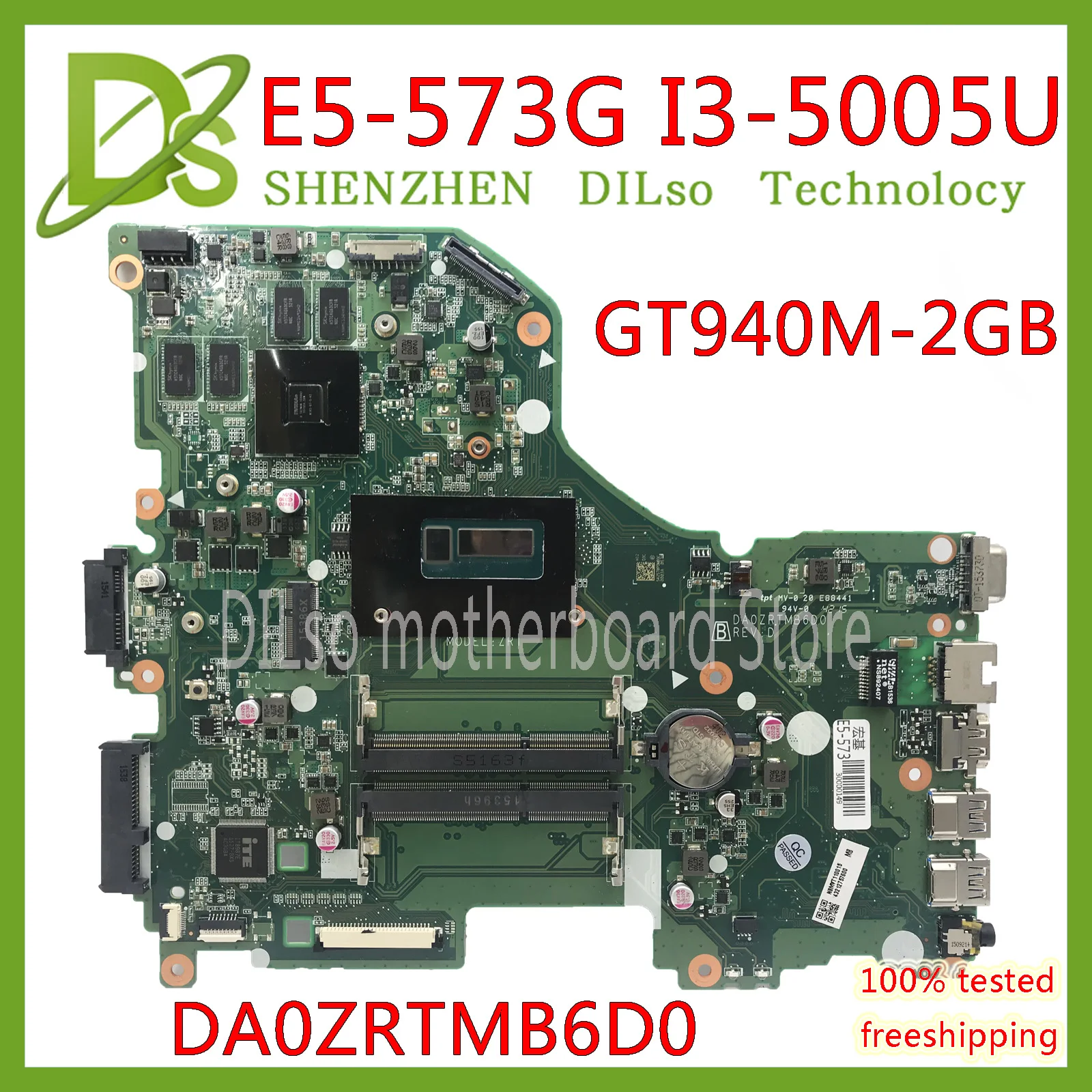 

KEFU E5-573G Mainboard For Acer Aspire E5-573G E5-573 Motherboard I3-5005U GT940M -2GB DA0ZRTMB6D0 Test 100% original