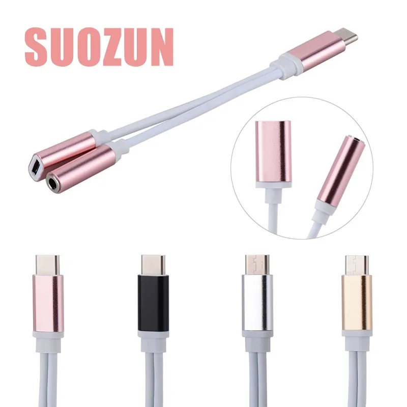 SUOZUN 2в1 USB C кабель Тип до 3 5 мм разъем AUX аудио Type наушники гарнитура зарядный