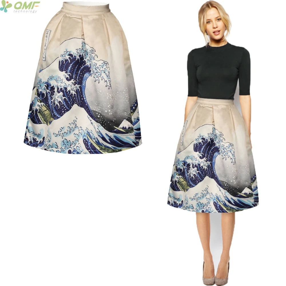 Волна канагава миди с принтом юбка модные женские туфли Винтаж онлайн