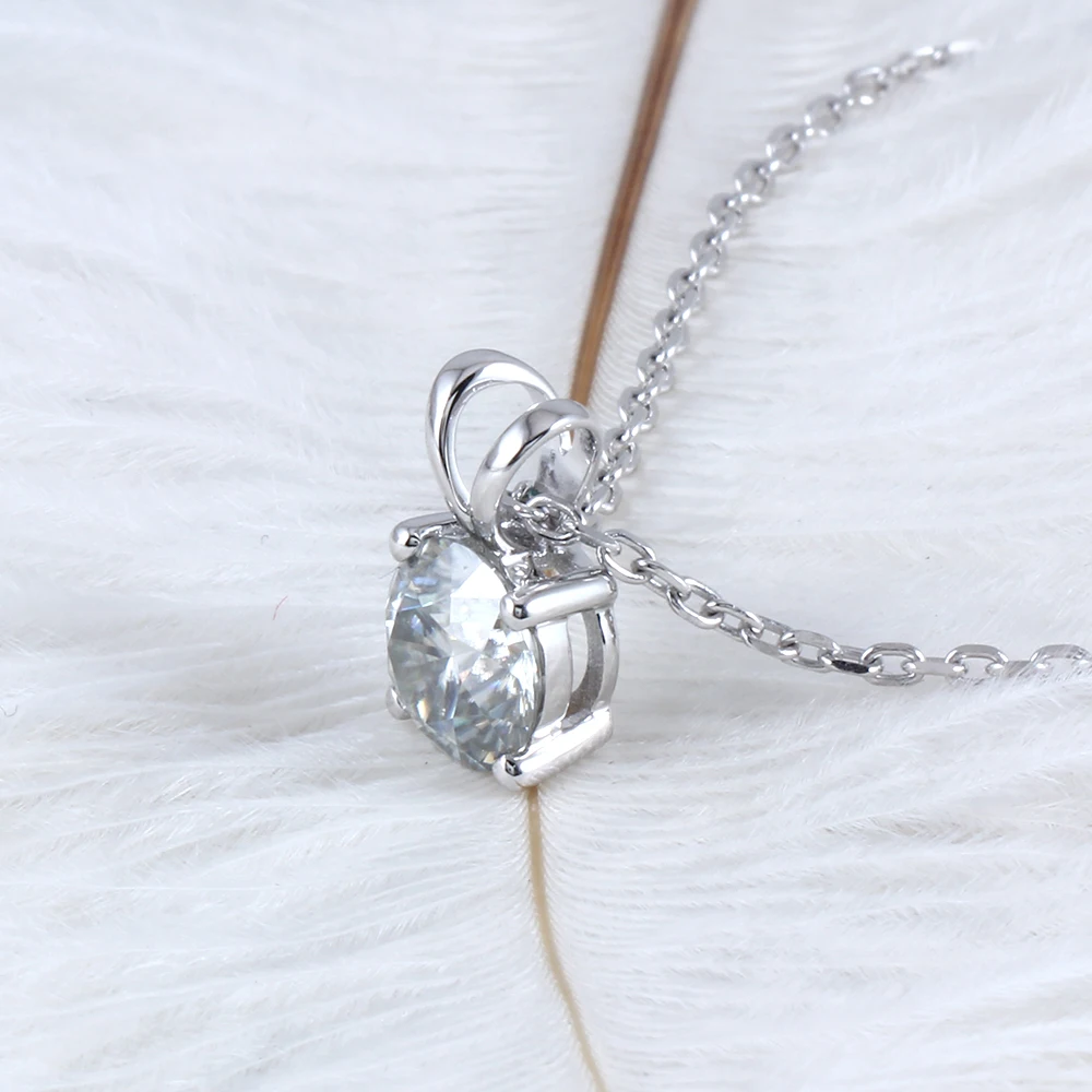 DovEggs Sterling Solid 925 Silver 2ct 8mm Slight Gray Moissanite Pendant Necklace for Women Wedding Gift | Украшения и аксессуары