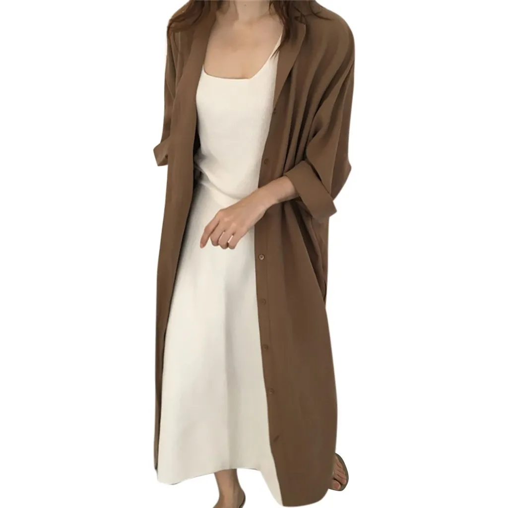 2019 летние Для женщин 2 Цвет пляжные пальто в форме платья с длинным рукавом