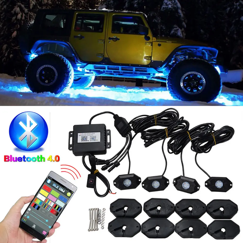Бесплатная доставка набор 4х Pod RGB светодиодные горные фонари беспроводной Bluetooth